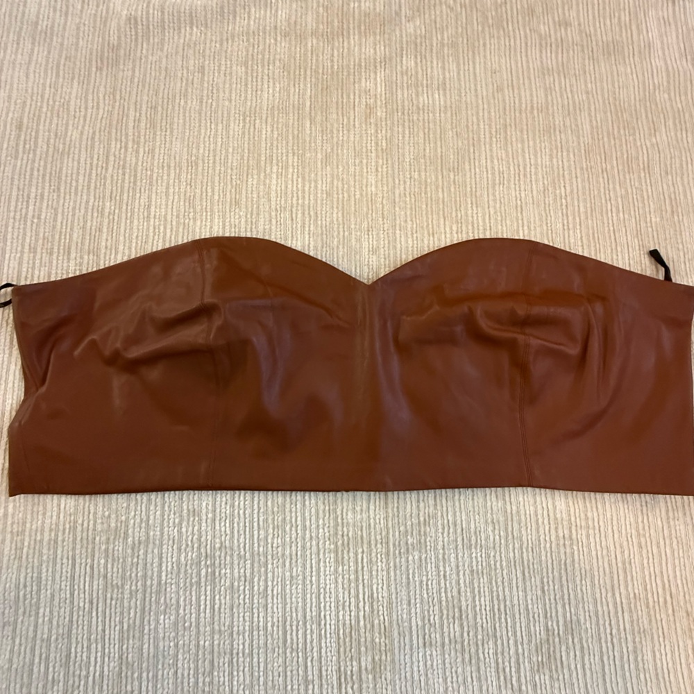 Eloquii Rich Brown Faux Leather Bustier Top